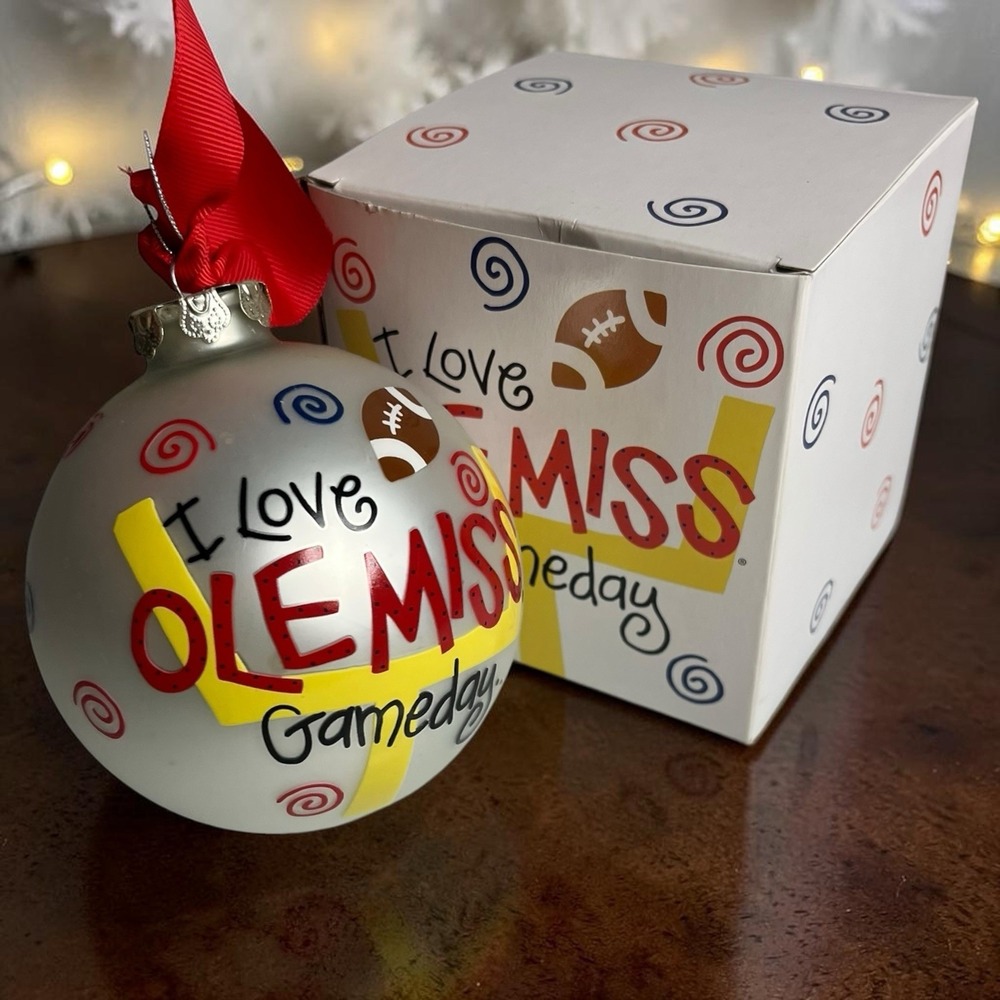 Ole Miss University Mississippi Christmas Ornament I Love Gameday Rebels Ball